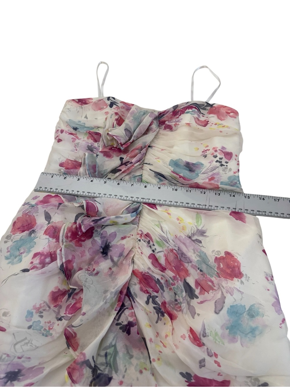 Jill Stuart 2012 Silk Floral Ruffle Gown Size 8 Fits 4/6 MSRP $448 - Picture 15 of 16